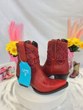 New LANE Smokeshow Cowgirl Boots W/ SWAROVSKI Crystals 7.5